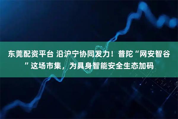 东莞配资平台 沿沪宁协同发力！普陀“网安智谷”这场市集，为具身智能安全生态加码